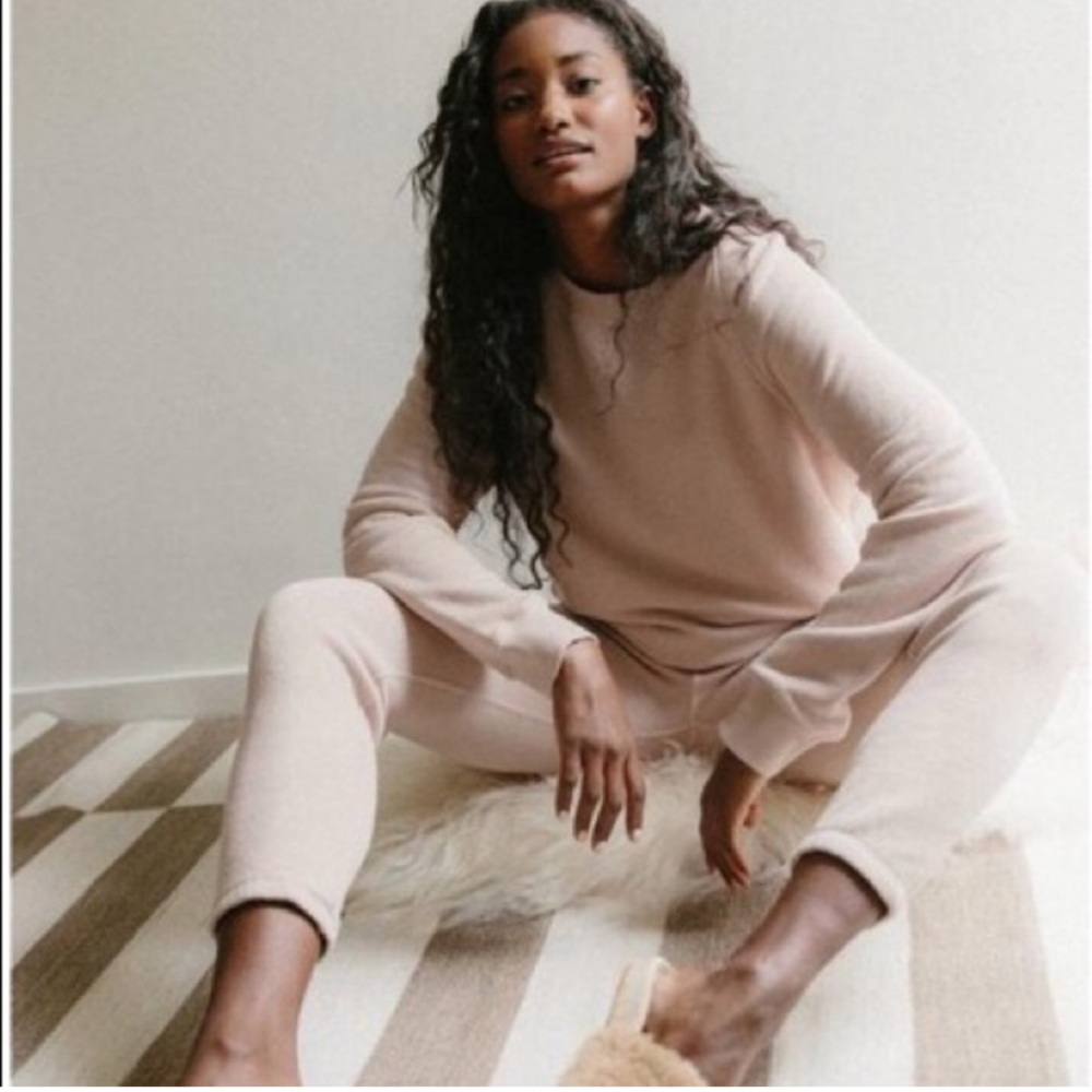 Jenni Kayne Cream Pink Saturday Sweatpant